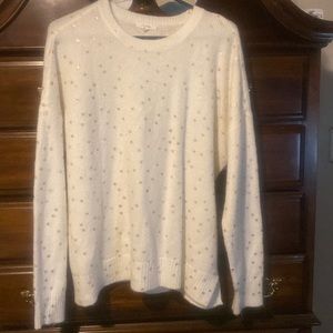 Cozy metallic gold dot cream color sweater size xl